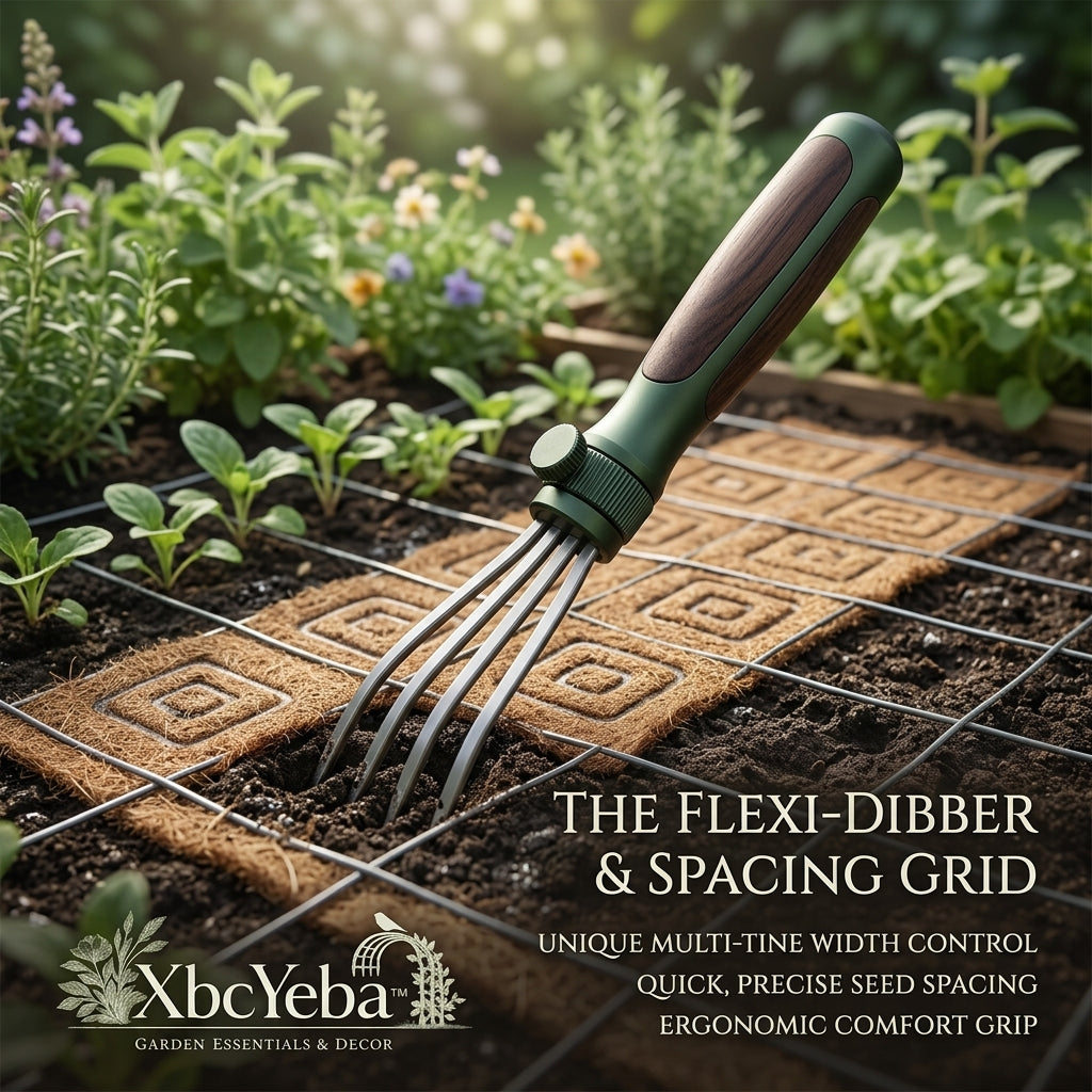 XbcYeba™ Flexi-Dibber & Spacing Grid – Adjustable Multi-Tine Planting Tool for Precision Seed Spacing | Ergonomic Garden Dibble for Vegetable Patches & Raised Beds 🌿