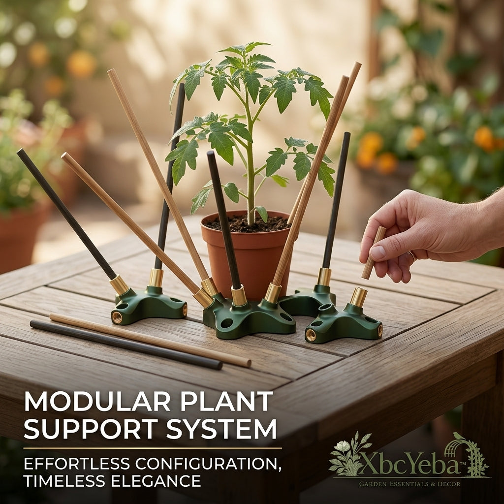 XbcYeba™ Modular Plant Support System – Adjustable Trellis Stakes with Premium Brass Connectors, Customizable Plant Climbing Support for Indoor & Outdoor Potted Plants, Elegant Garden Stake Kit