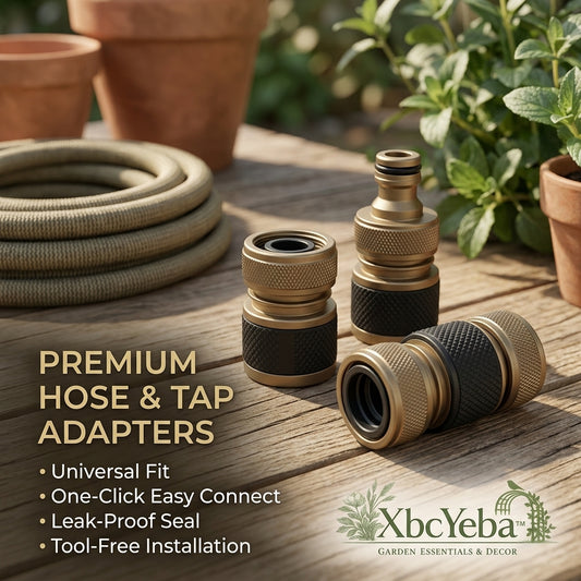 XbcYeba™ Premium Garden Hose Quick Connect Set – Heavy-Duty Brass Tap Adapter & Hose Connector Kit – Leak-Proof, Universal Fit, One-Click Easy Connect, Tool-Free Installation for Lawn and Garden Watering